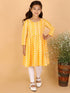 Girl's Orange Pure Cotton Chikankari Kurta With Leggings